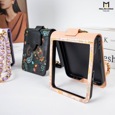 Molan Cano Paisley เคสหนัง Z Flip7 ลายดอกไม้ มีที่ใส่บัตร