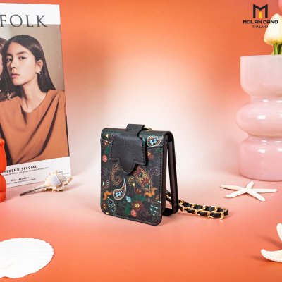 Molan Cano Paisley เคสหนัง Z Flip7 ลายดอกไม้ มีที่ใส่บัตร