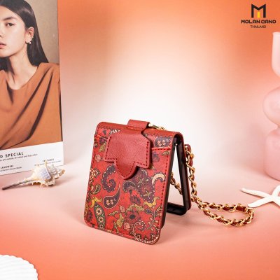 Molan Cano Paisley เคสหนัง Z Flip7 ลายดอกไม้ มีที่ใส่บัตร