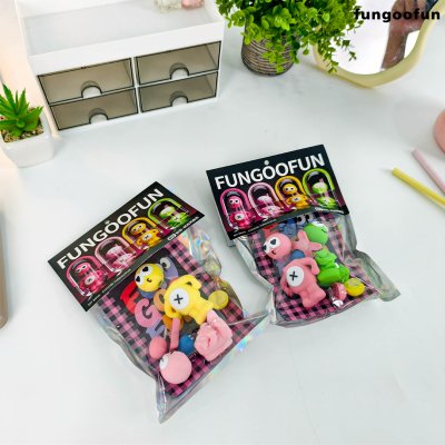 Fungoofun DIY Jibbitz Head Shaking ตัวการ์ตูนติดกระเป๋าส่ายหัวได้ ตัวติดหมุดล็อกคู่ซิลิโคนพรีเมียม
