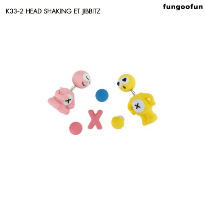Fungoofun DIY Jibbitz Head Shaking ตัวการ์ตูนติดกระเป๋าส่ายหัวได้ ตัวติดหมุดล็อกคู่ซิลิโคนพรีเมียม
