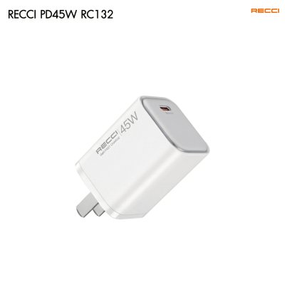 Recci PD 45W GaN Fast Charger รุ่น RC132 หัวชาร์จเร็วเทคโนโลยี GaN ขนาดจิ๋ว จ่ายไฟแรง White