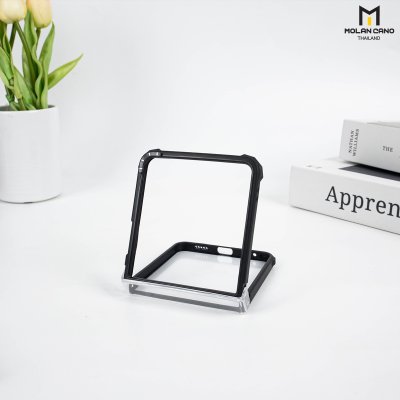Molan Cano เคสใส Z Flip7 ขอบดำเมทัล เท่ กันกระแทกดีเยี่ยม