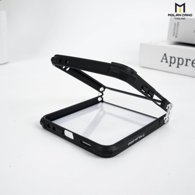 Molan Cano เคสใส Z Flip7 ขอบดำเมทัล เท่ กันกระแทกดีเยี่ยม