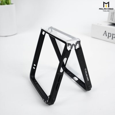 Molan Cano เคสใส Z Flip7 ขอบดำเมทัล เท่ กันกระแทกดีเยี่ยม