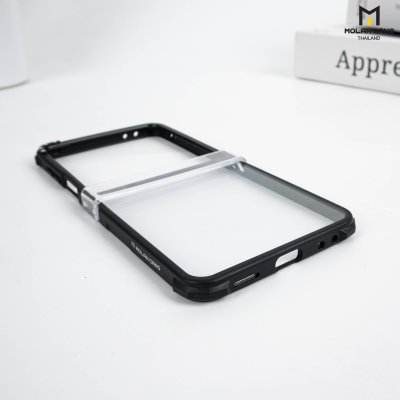 Molan Cano เคสใส Z Flip7 ขอบดำเมทัล เท่ กันกระแทกดีเยี่ยม