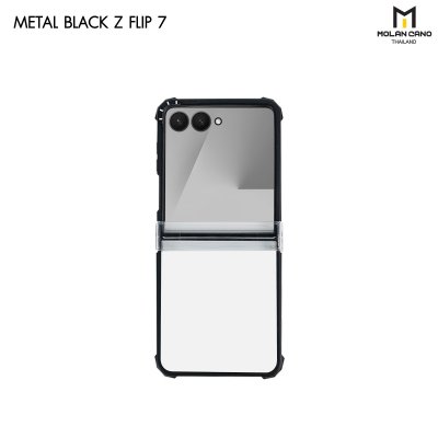 Molan Cano เคสใส Z Flip7 ขอบดำเมทัล เท่ กันกระแทกดีเยี่ยม
