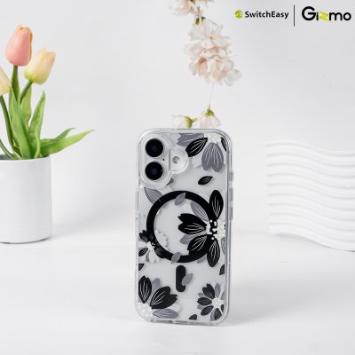 SwitchEasy เคสใสสกีนลาย ชาร์จไร้สาย Style M Pattern Shockproof iPhone 16 Case MagSafe