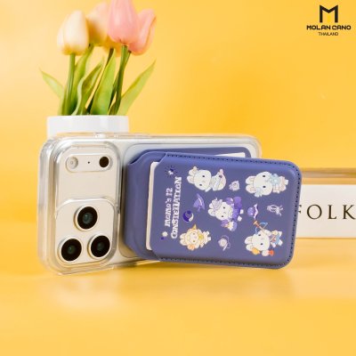 Molan Cano Card Pocket Flip Stand ที่ใส่บัตรแม่เหล็ก MagSafe ลาย iCarer Family
