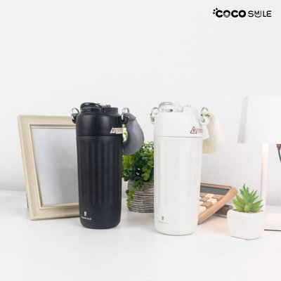 COCOSMILE Whistle straw coffee cup inside sus316 stainless steel แก้วเก็บความเย็นมีหลอดในตัว รุ่น YD-8207 ขนาด 630 ml