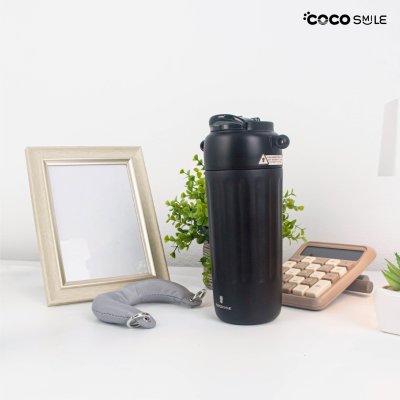 COCOSMILE Whistle straw coffee cup inside sus316 stainless steel แก้วเก็บความเย็นมีหลอดในตัว รุ่น YD-8207 ขนาด 630 ml