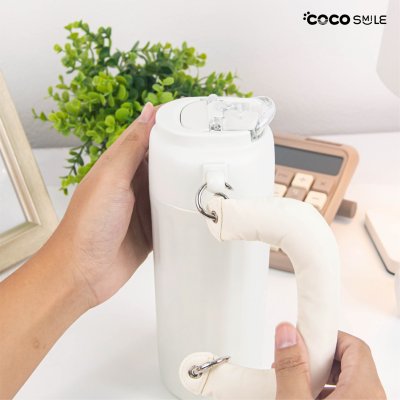 COCOSMILE Whistle straw coffee cup inside sus316 stainless steel แก้วเก็บความเย็นมีหลอดในตัว รุ่น YD-8207 ขนาด 630 ml