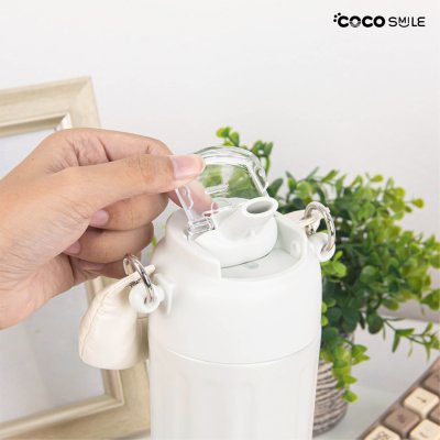 COCOSMILE Whistle straw coffee cup inside sus316 stainless steel แก้วเก็บความเย็นมีหลอดในตัว รุ่น YD-8207 ขนาด 630 ml