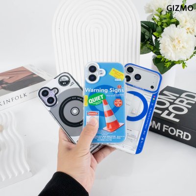 GIZMO WWPC Crystal Clear Case With magsafe เคสใสกันกระแทก ลาย Warning Signs & Disc iPhone 17