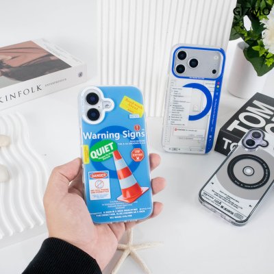 GIZMO WWPC Crystal Clear Case With magsafe เคสใสกันกระแทก ลาย Warning Signs & Disc iPhone 17