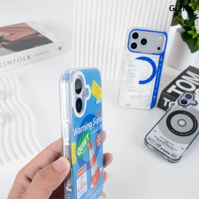 GIZMO WWPC Crystal Clear Case With magsafe เคสใสกันกระแทก ลาย Warning Signs & Disc iPhone 17