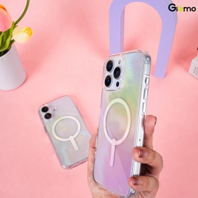 Kaono Defense hologram with magsafe เคสโฮโลแกรม ใสวิ้งค์ กันกระแทก iPhone 16/16+/16Pro/16Pro max