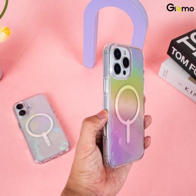 Kaono Defense hologram with magsafe เคสโฮโลแกรม ใสวิ้งค์ กันกระแทก iPhone 16/16+/16Pro/16Pro max