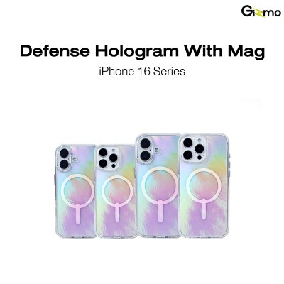 Kaono Defense hologram with magsafe เคสโฮโลแกรม ใสวิ้งค์ กันกระแทก iPhone 16/16+/16Pro/16Pro max