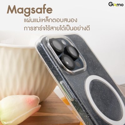 Gizmo Case Defense Twinkle  รุ่น ip15/15+/15pro/15 pro max เคสรองรับการชาร์จไร้สาย มีกากเพชรวิบวับ