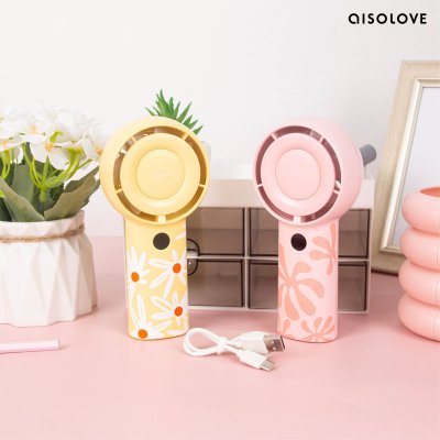 Aisolove Flowers in life handheld Fan พัดลมพกพาลายดอกไม้ แบตเตอรี่ 4000mAh