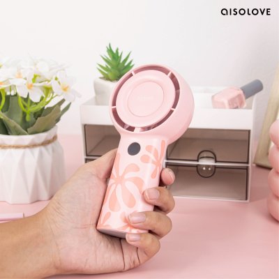 Aisolove Flowers in life handheld Fan พัดลมพกพาลายดอกไม้ แบตเตอรี่ 4000mAh