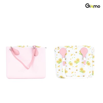 Fungoofun Fashion Tote Bag กระเป๋าสะพายไหล่ 3 มิติ มีหูหิ้วสายหนังและสายผ้าฝ้าย พร้อมกระเป๋าด้านในแบบถอดได้ รุ่น F529