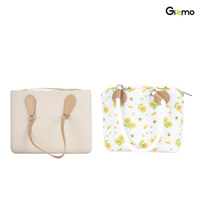 Fungoofun Fashion Tote Bag กระเป๋าสะพายไหล่ 3 มิติ มีหูหิ้วสายหนังและสายผ้าฝ้าย พร้อมกระเป๋าด้านในแบบถอดได้ รุ่น F529