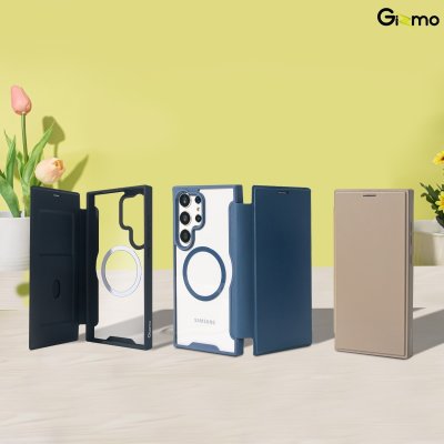 Gizmo Fary Flip Mag เคสฝาพับปิด-เปิด หลังใส รองรับชาร์จไร้สาย รุ่น S24 Ultra สีครีม/ฟ้า/ดำ