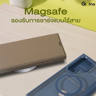 Gizmo Fary Flip Mag เคสฝาพับปิด-เปิด หลังใส รองรับชาร์จไร้สาย รุ่น S24 Ultra สีครีม/ฟ้า/ดำ