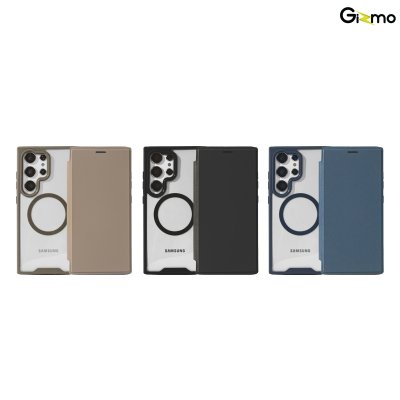 Gizmo Fary Flip Mag เคสฝาพับปิด-เปิด หลังใส รองรับชาร์จไร้สาย รุ่น S24 Ultra สีครีม/ฟ้า/ดำ