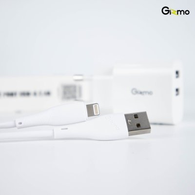 Gizmo adapter 2 Port อะแดปเตอร์ 2 ช่อง พร้อมสายชาร์จ อุปกรณ์ชาร์จไอโฟน Lightning สีขาว GA-020 มี มอก.