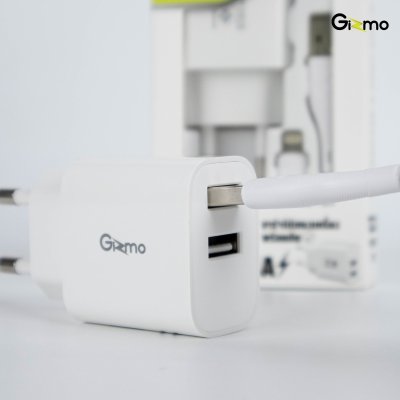 Gizmo adapter 2 Port อะแดปเตอร์ 2 ช่อง พร้อมสายชาร์จ อุปกรณ์ชาร์จไอโฟน Lightning สีขาว GA-020 มี มอก.