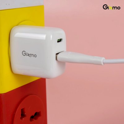 Gizmo adapter USB+PD 2 Port 20W อะแดปเตอร์ 2 ช่อง พร้อมสายชาร์จไทป์ซี อุปกรณ์ชาร์จ สีขาว GA-023 มี มอก.