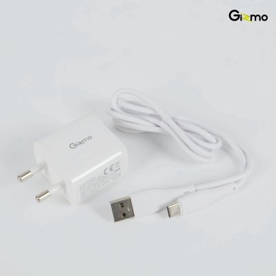 Gizmo adapter USB+PD 2 Port 20W อะแดปเตอร์ 2 ช่อง พร้อมสายชาร์จไทป์ซี อุปกรณ์ชาร์จ สีขาว GA-023 มี มอก.