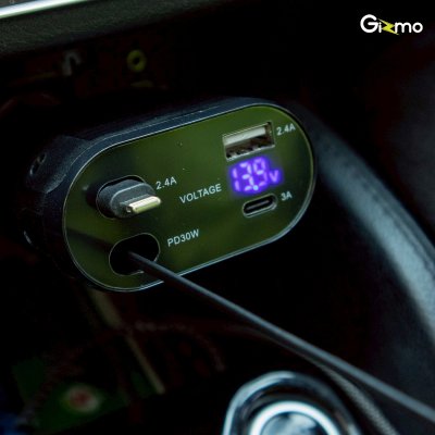Gizmo Retractable Fast Car Charger ที่ชาร์จในรถยนต์ 4 in 1 รุ่น GG-032