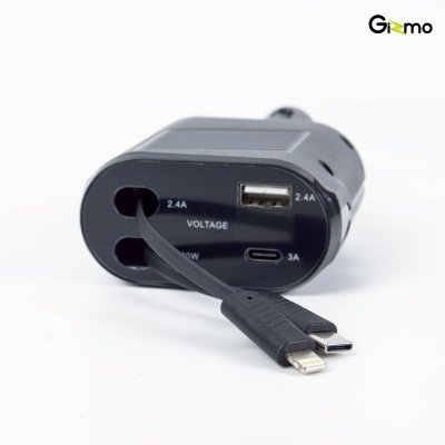Gizmo Retractable Fast Car Charger ที่ชาร์จในรถยนต์ 4 in 1 รุ่น GG-032