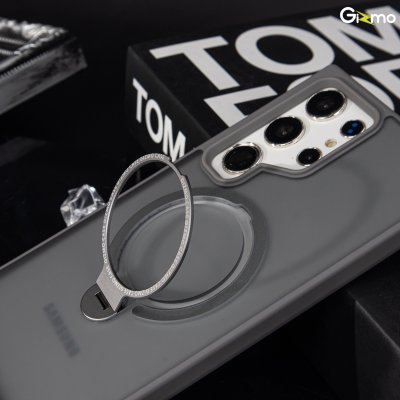 Gizmo Defense rotate stand รุ่น S24 Ultra เคสชาร์จได้ มีขาตั้งขอบดำ เนื้อสัมผัสแมท กันกระแทก