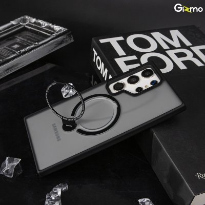 Gizmo Defense rotate stand รุ่น S24 Ultra เคสชาร์จได้ มีขาตั้งขอบดำ เนื้อสัมผัสแมท กันกระแทก