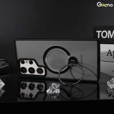 Gizmo Defense rotate stand รุ่น S24 Ultra เคสชาร์จได้ มีขาตั้งขอบดำ เนื้อสัมผัสแมท กันกระแทก