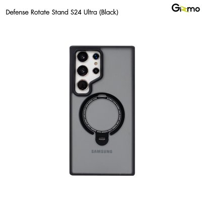 Gizmo Defense rotate stand รุ่น S24 Ultra เคสชาร์จได้ มีขาตั้งขอบดำ เนื้อสัมผัสแมท กันกระแทก