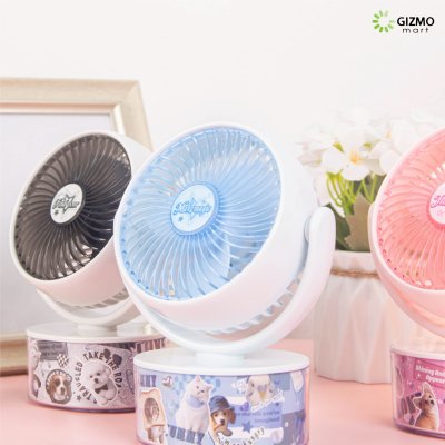 ICE Cube Desktop Fan พัดลมตั้งโต๊ะชาร์จไฟได้ลายการ์ตูนสัตว์เลี้ยงน่ารัก รุ่น TYX9245T