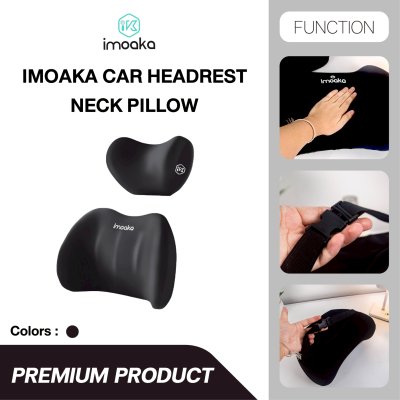 Imoaka Car Headrest Neck Pillow IK-24000 Black ชุดหมอนรองคอและเบาะรองหลังในรถยนต์เพื่อสุขภาพ