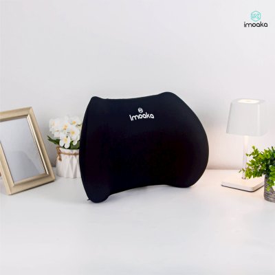 Imoaka Car Headrest Neck Pillow IK-24000 Black ชุดหมอนรองคอและเบาะรองหลังในรถยนต์เพื่อสุขภาพ