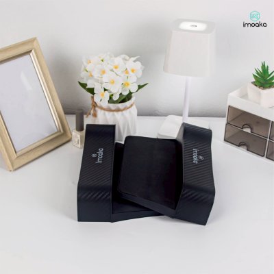 Imoaka Car Seat Gap Storage Box IK-7000 Black กล่องเก็บของข้างเบาะรถยนต์ ลายคาร์บอนไฟเบอร์พรีเมียม (แพ็ก 2 ชิ้น)