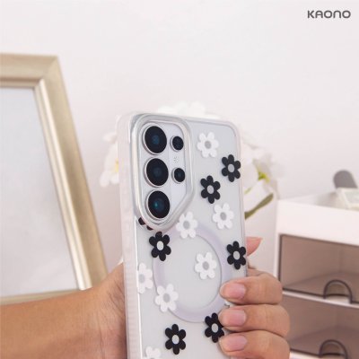KAONO Magnetic Flower Case Series C – Small Flower S26 Ultra เคสใสลายดอกไม้เล็ก