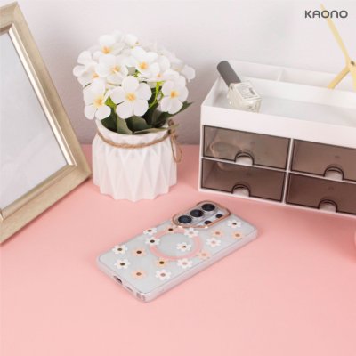 KAONO Magnetic Flower Case Series C – Small Flower S26 Ultra เคสใสลายดอกไม้เล็ก