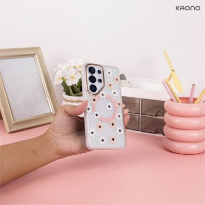 KAONO Magnetic Flower Case Series C – Small Flower S26 Ultra เคสใสลายดอกไม้เล็ก