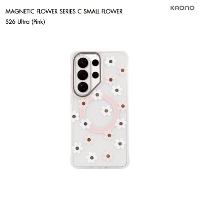 KAONO Magnetic Flower Case Series C – Small Flower S26 Ultra เคสใสลายดอกไม้เล็ก