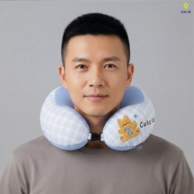 KA-O U-shape Functional Pillow Blue Cat หมอนรองคอทรงยู ลายน้องแมวสีฟ้า รุ่น U26044